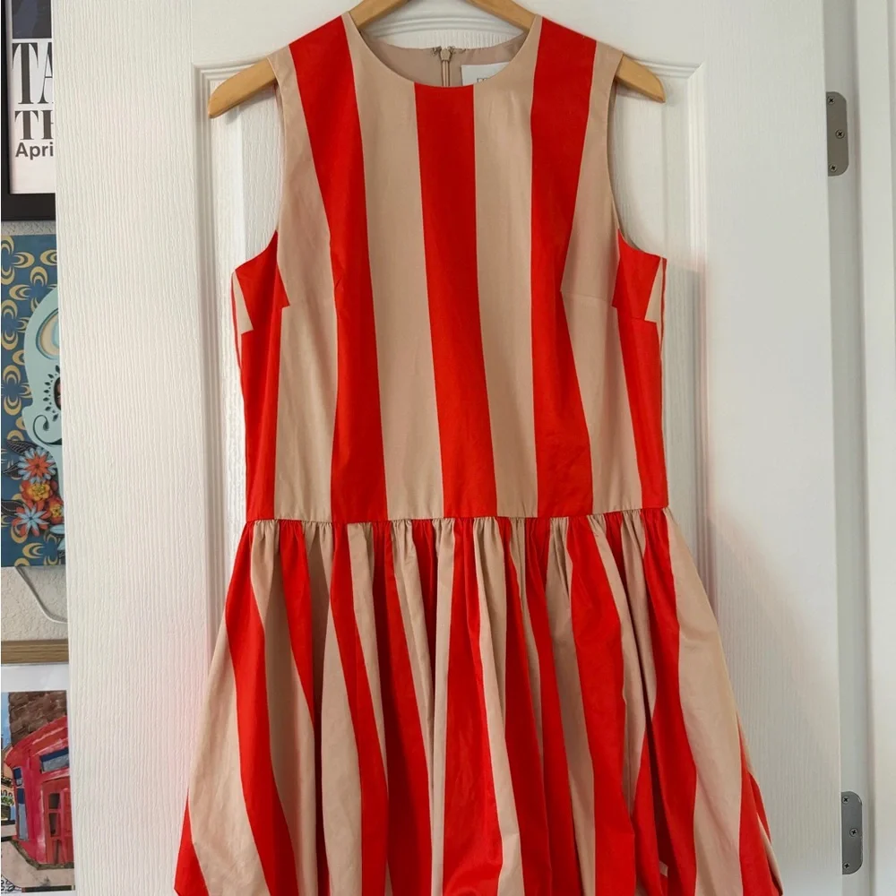NWT Anthropologie Mare Mare Bubble Hem Mini Dress Red Cream Striped medium - Picture 8 of 10